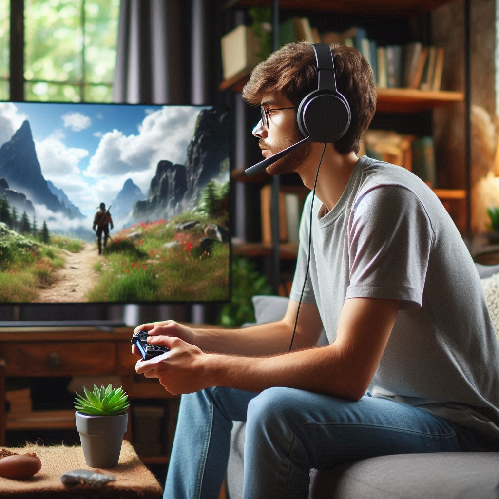 Gamer utilizando uma cloud gaming